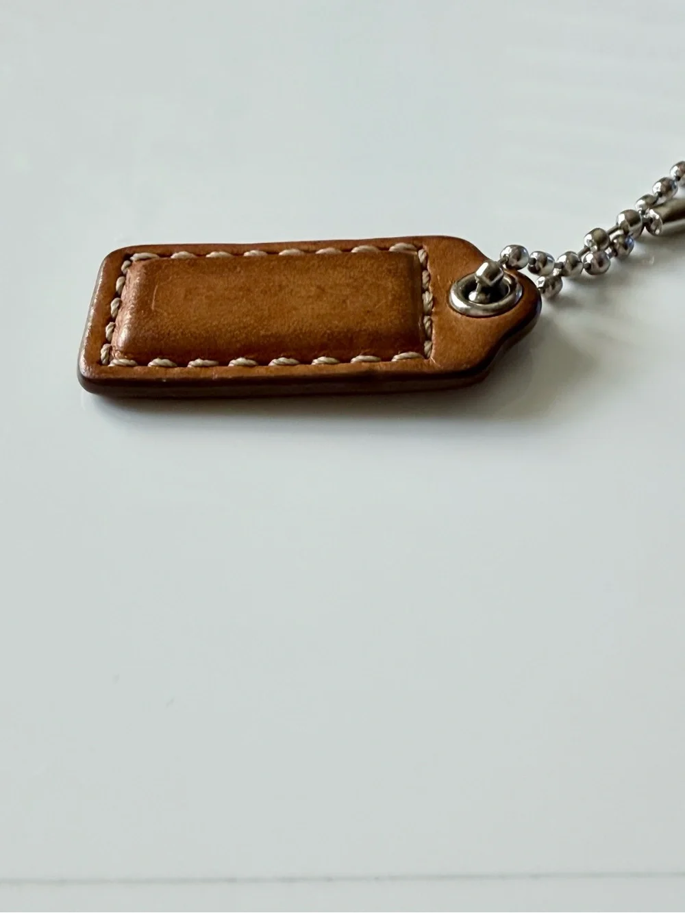 Vintage Coach Brown Leather Hangtag Replacement Charm Fob Nickel Silver MINI